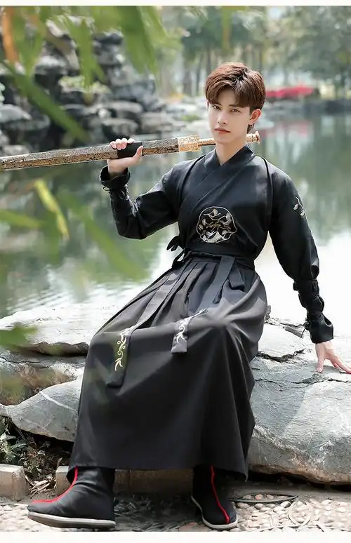 古装男汉服侠客书生演出服毕业拍照班服古代唐装舞台影视剧服装新款