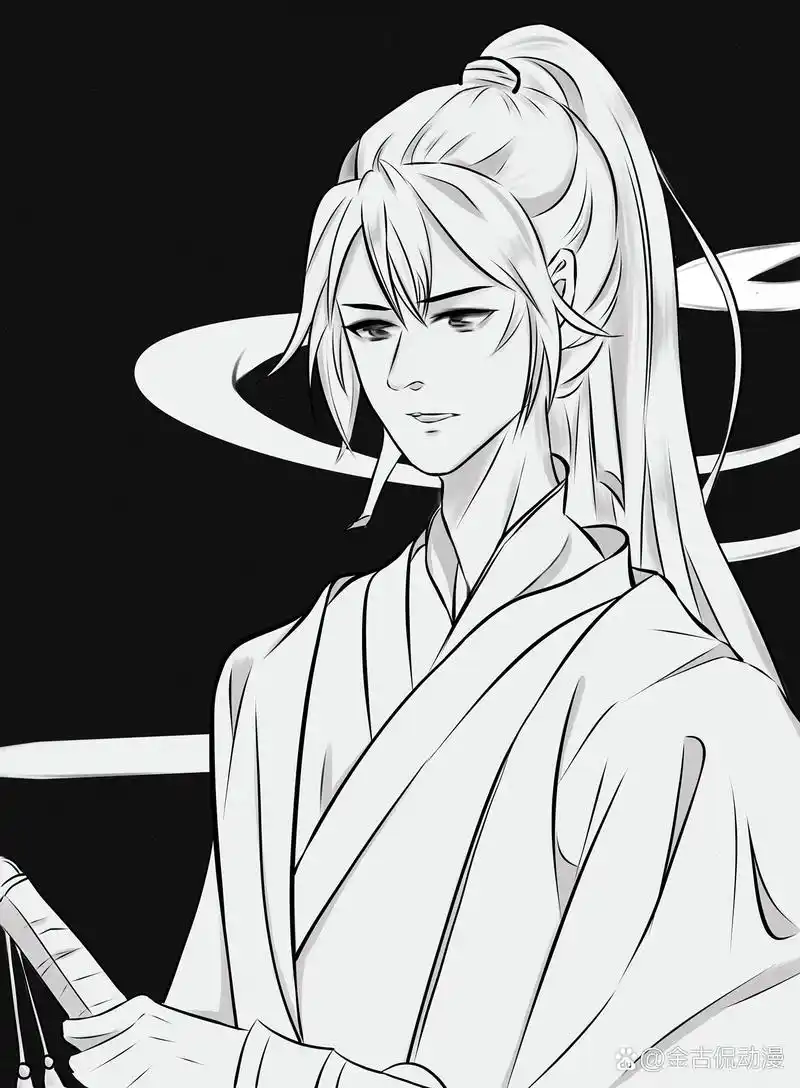 古风漫男线稿练习|想画现男了