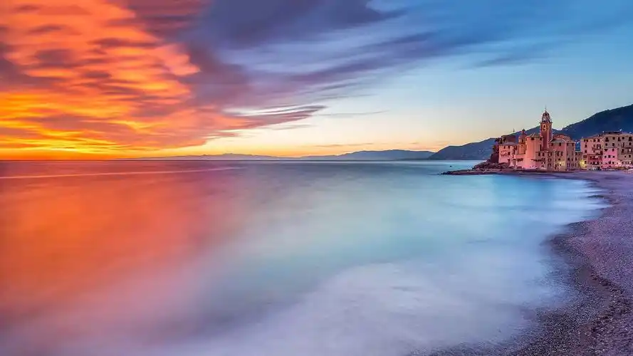 海岸夕阳清新唯美意境高清桌面壁纸