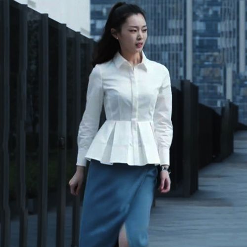 创业时代宋轶温迪同款白色衬衫女春季时尚设计感百搭修身长袖衬衣