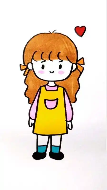 简单的小女孩简笔画,跟我一起画吧