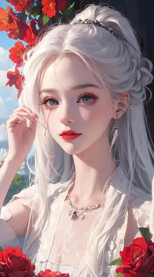 美女图,ai真的好强大,每天都可以欣赏不同的二次元小姐姐,这个白发