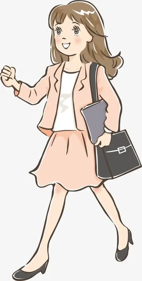 矢量图水彩卡通上班女孩