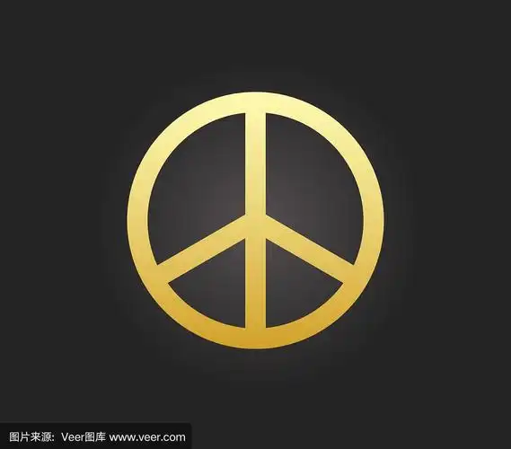金色的和平标志.孤立的矢量图