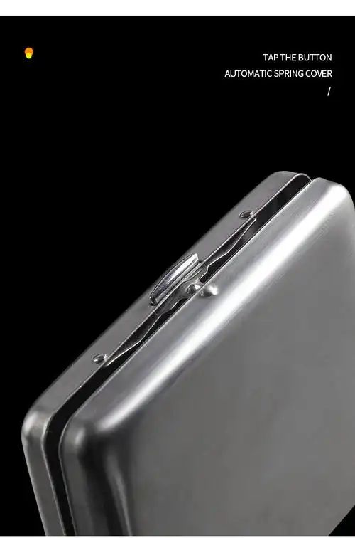 20支装男士金属不锈钢烟盒中支粗支烟烟夹便携超薄香菸盒创意防压