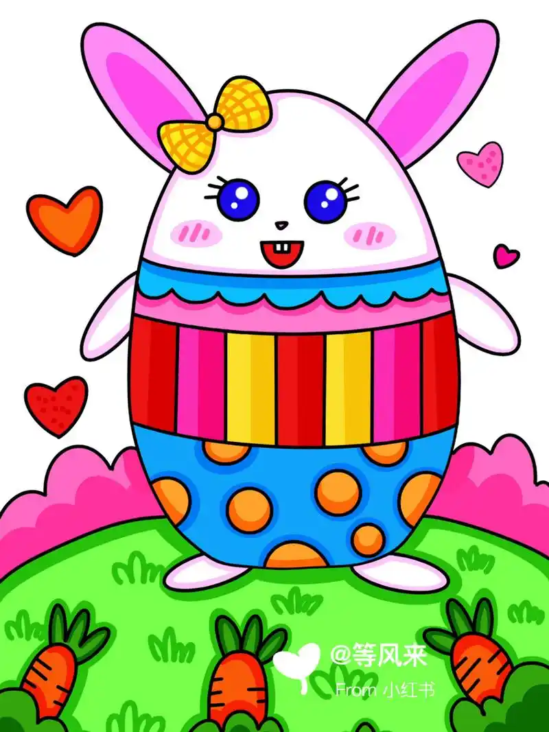 可爱的小兔子 儿童画 简笔画 创意画 带线稿 #儿童简笔画# #创意儿童