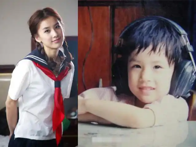 找一张现在黄圣依的照片,对比小时候,除了五官脸型放大以外,似乎真的