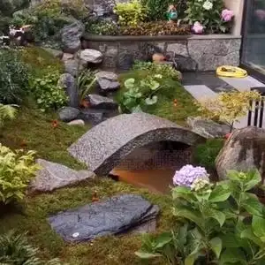 庭院造景枯山水石头小桥流水石桥栏整石雕刻踏步拱桥板日式景观桥