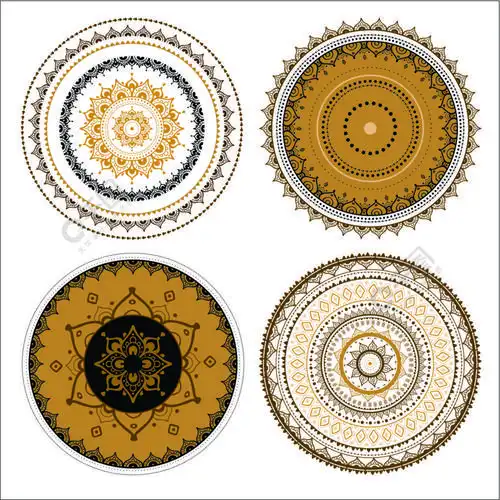 曼荼罗集矢量印度装饰图案