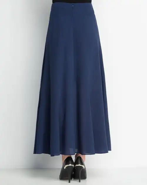 藏蓝色清新文艺淑女休闲长裙