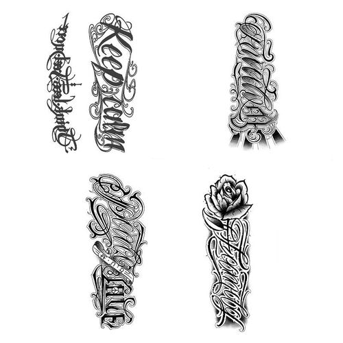 南欧世爵(nou61knight) 英文字母花体字草本纹身贴防水男半不反光酷