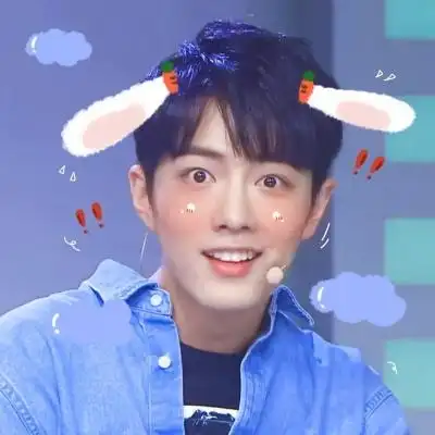 肖战可爱头像,兔耳朵有点小搞怪的