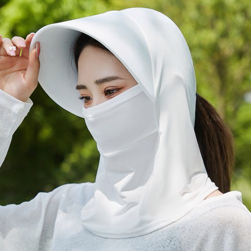 防晒面纱帽子面罩一体女全夏天冰丝口罩遮脸帽子