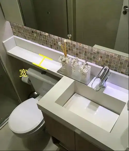 洗手盆台面延伸做马桶置物台这样设计美观实用上档次