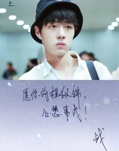 接下来,我们看到肖战的手写字.字体有明显的特点.
