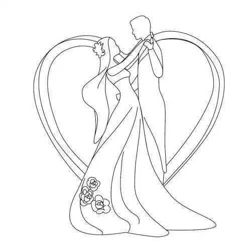 手绘婚礼logo设计个性人物剪影线条简笔画婚纱照纹身名字头像定制婚礼