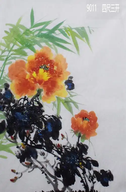 谭老师1四尺三开花鸟_国画--花鸟_装饰画_装饰作品_园圆堂