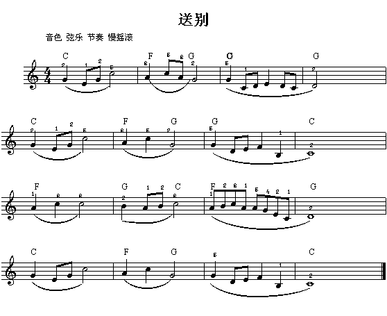 小提琴曲谱 送别 小提琴曲谱 送别下载 简谱下载 五线谱下载 曲谱网