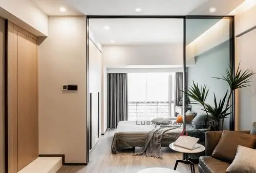 一居室还想客厅放床用漂亮布帘隔断效果图客厅改卧室最实用方案