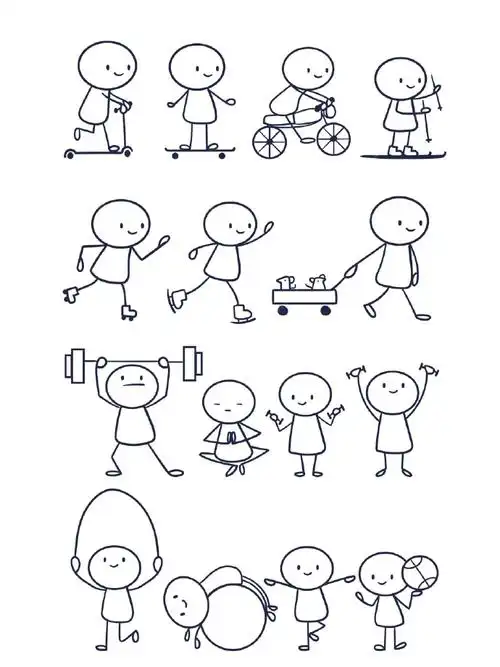 小人日常简笔画,适合每一个可爱的你们!#状元课堂笔记