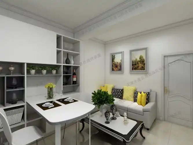 2021现代风格经典客厅餐厅一体装修效果图