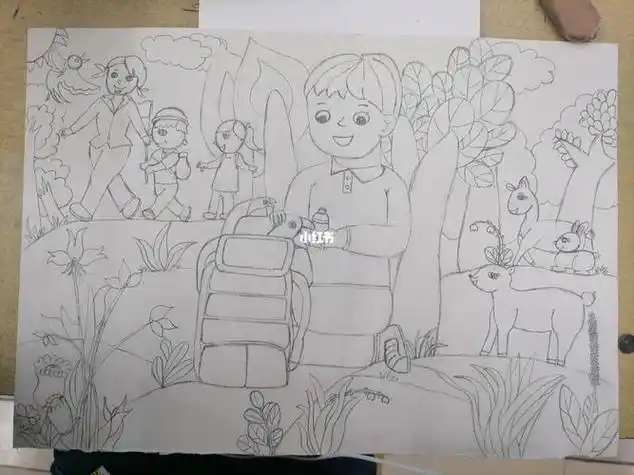 简笔画秋游绘画作品 简笔画图片大全-普车都