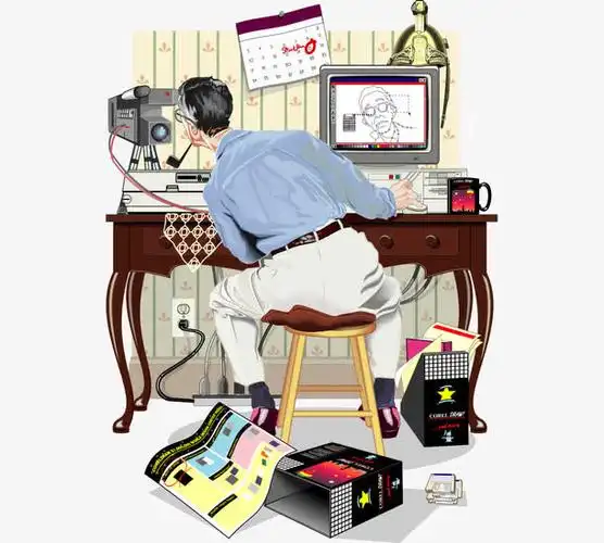 卡通手绘工作中的设计师