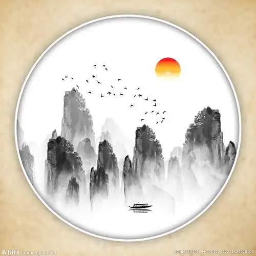 圆形山水画圆形装饰画