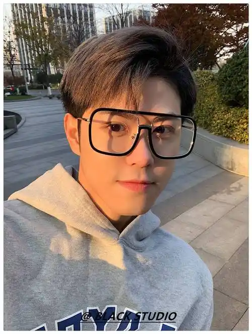 复古黑框大方形防风韩版潮男冬季素颜装饰眼镜架配近视度数防蓝光黑银