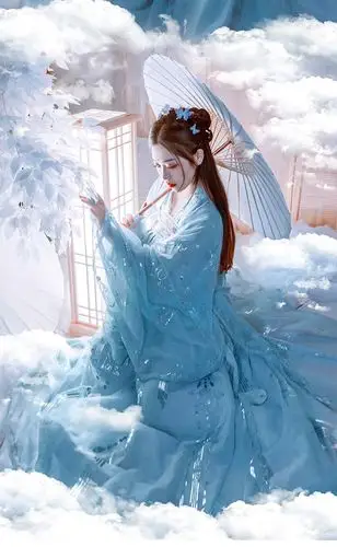 原创汉服女仙气齐胸襦裙大摆超仙非古装女大袖衫夏 白云鹤大袖衫 s