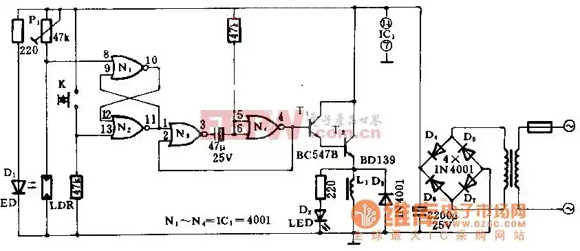 电动捕鼠电路图