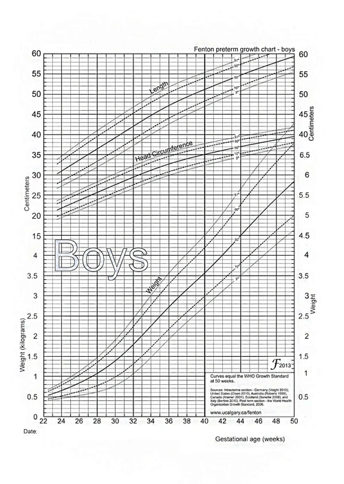 fenton早产儿生长曲线-男孩