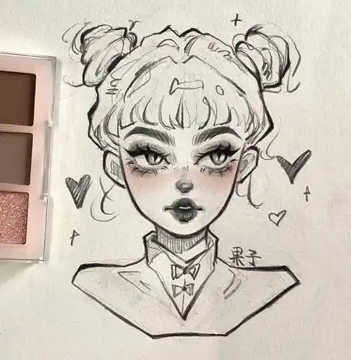 画一个扎丸子头的妹妹附过程