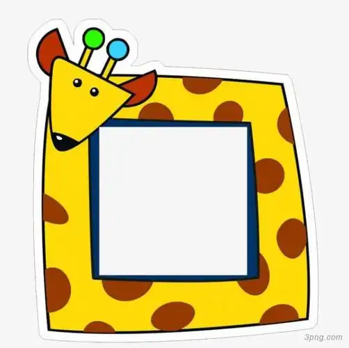 黄色长颈鹿边框png素材透明免抠图片-边框纹理