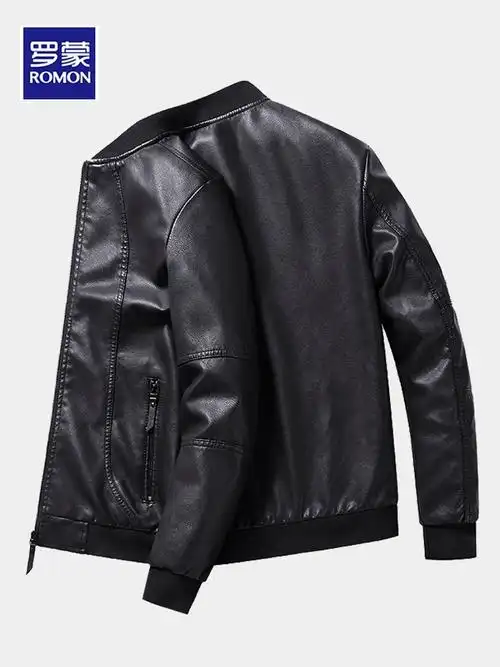 罗蒙皮衣男士外套机车皮夹克男潮流加绒加厚新款2021爆款春季秋装