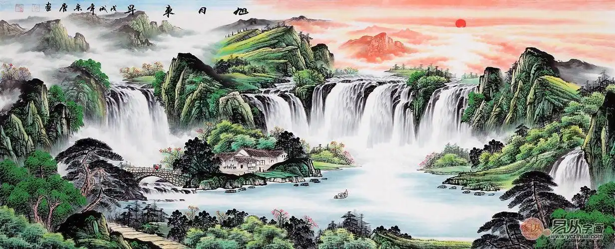 宋唐最新力作八尺横幅风水画作品《旭日东升》 (正在【易从网】热销中