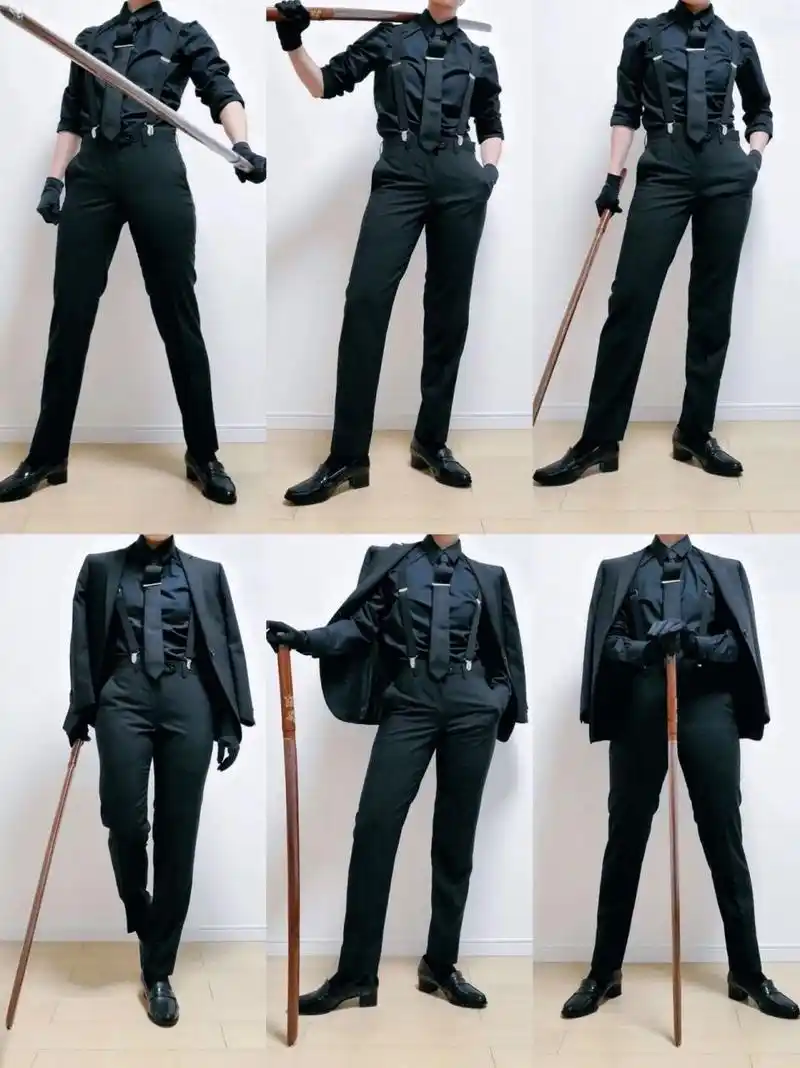 绘画参考|西装动态77人体pose姿势 by barba(ばぁば)