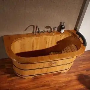 川浴木桶香柏木质浴缸豪华独立式沐浴桶浴盆成人泡澡桶带五金027