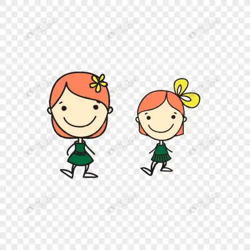 卡通手绘两位可爱的女孩