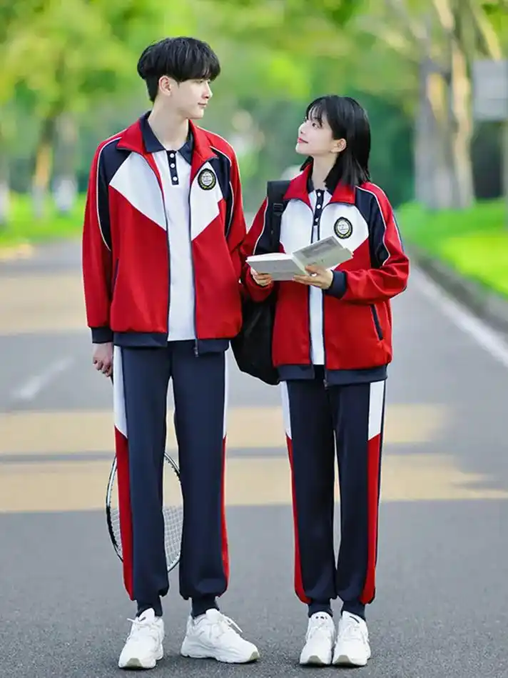 经典红色拼色卫衣三件套.团购送班主任一套#班服 #校服 #学 - 抖音