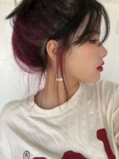黑发挑染/粉紫色_黑发_挑染_粉紫色_时尚_发型