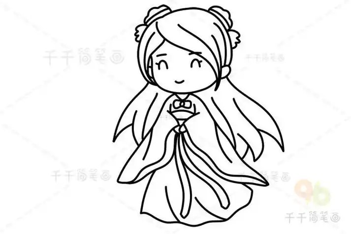 古代可爱女孩简笔画画法女孩简笔画