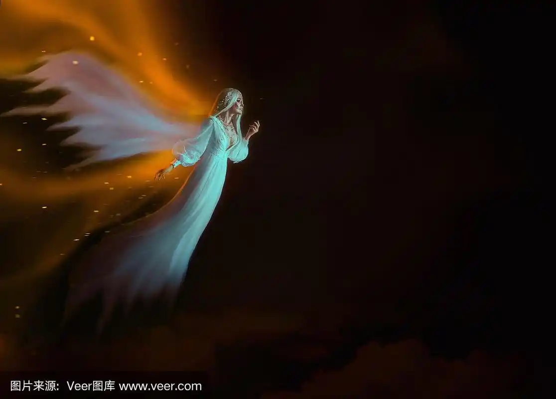 死去的灵魂飞到天堂去见亲人.