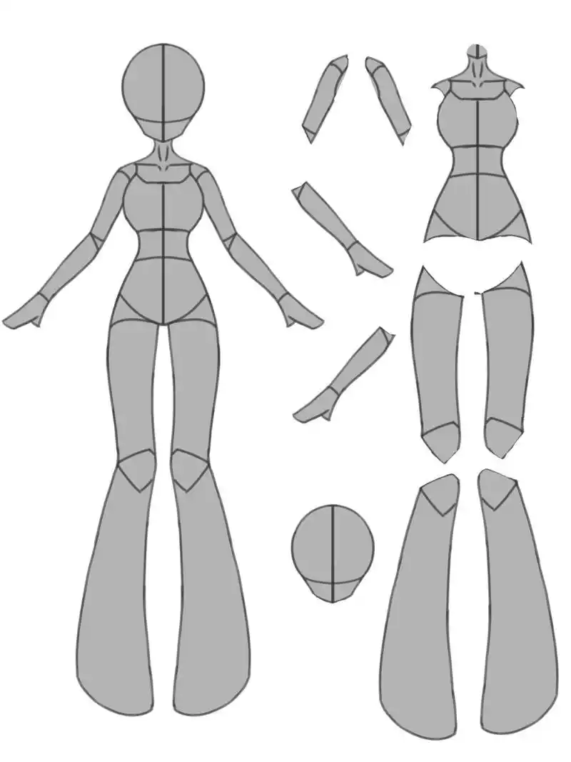 单人全身 拆分骨骼模板,q版 除夕夜前最后一个模板 禁止转载商用,粉丝