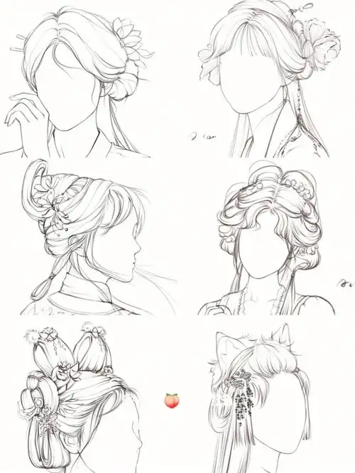 古风发型线稿分享