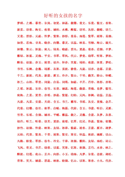 超好听的女孩名字大全 (3).doc