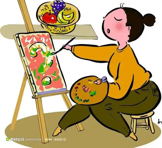 动漫美女画画素材图片