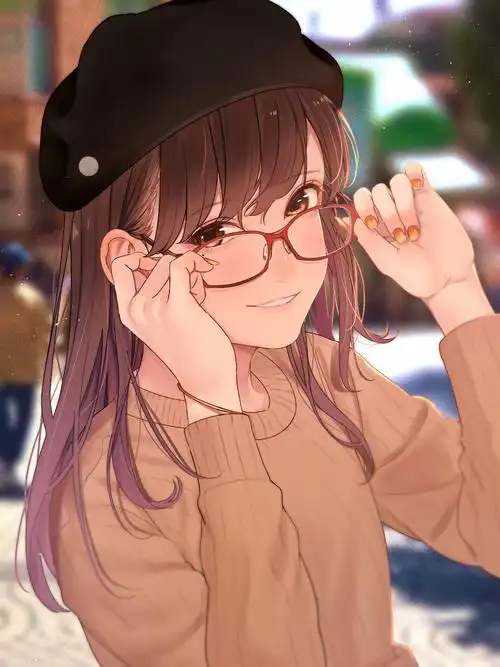 动漫美女眼镜帽子2k手机壁纸