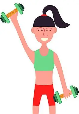 举哑铃健身房运动卡通人物矢量素材