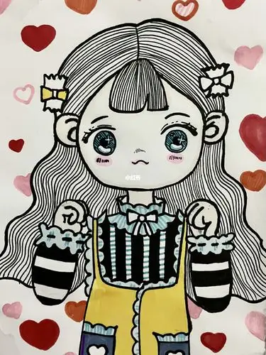 动漫线描小女孩